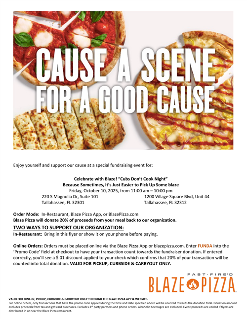 Blaze Pizza Fundraiser